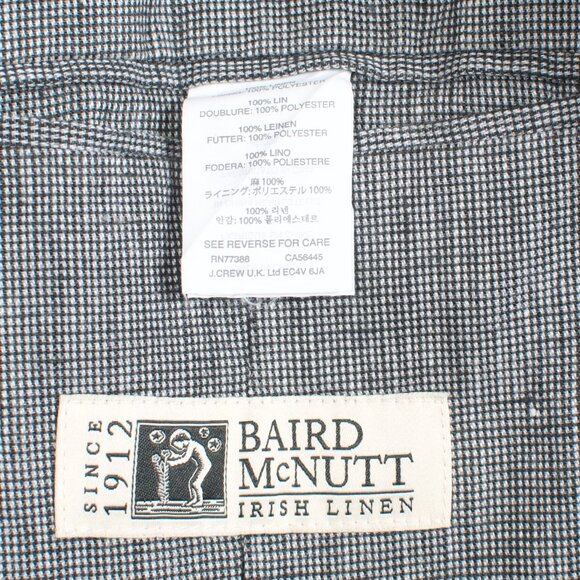 J. Crew Men's Sport Coat 44R Gray Grid Check Irish Linen - Picture 6 of 8